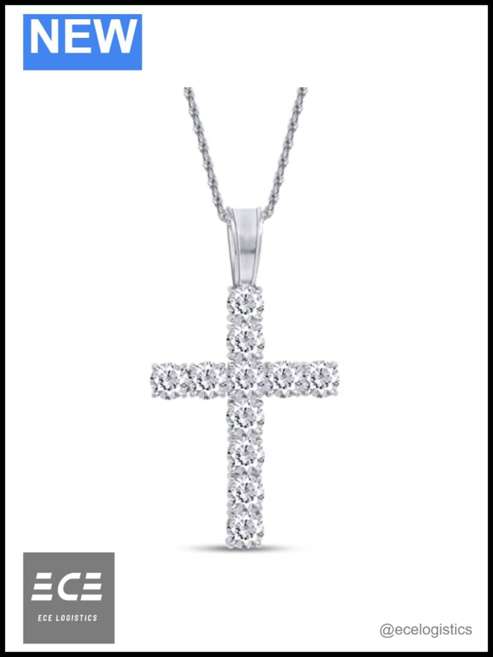 Cross Necklace 8.25 Carat Lab Created Moissanite Pendant 925 Sterling Silver